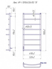 Электрический полотенцесушитель Mario Люкс HP-I TR 1090x530/150 правое подключение 4820111355464
