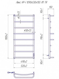 Электрический полотенцесушитель Mario Люкс HP-I TR 1090x530/150 левое подключение 4820111355907