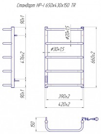 Электрический полотенцесушитель Mario Стандарт HP-I TR 650x430/150 правое подключение 4820111355471