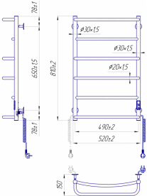 Электрический полотенцесушитель MARIO Люкс HP-I 800х530/150 TR K полированная сталь 4820111356577