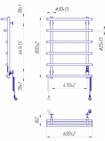 Электрический полотенцесушитель MARIO Марио-І 800х630/160 TR K полированная сталь 4820111356683