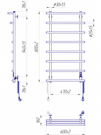 Электрический полотенцесушитель MARIO Марио-І 1100х630/160 TR K полированная сталь 4820111356690