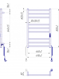 Электрический полотенцесушитель Mario Премиум Классик-I 800x500/80 TR К белый глянец 4820111357284