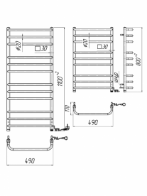 Електричний полотенцесушитель Mario Преміум Стандарт-I 800x500 мм 4820111355259