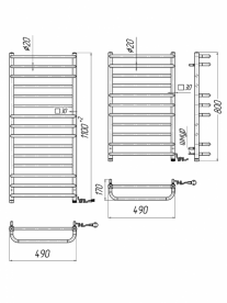 Электрический полотенцесушитель Mario Премиум Люкс-I 1100х500 мм 4820111355242
