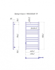 Електричний полотенцесушитель Mario Преміум Класик-I TR 1100х500/80 праве підключення 4820111355822