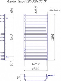 Электрический полотенцесушитель Mario Премиум Люкс-I TR 1100x500/170 правое подключение 4820111355785