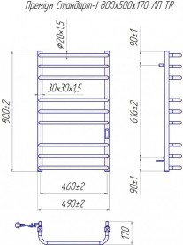Электрический полотенцесушитель Mario Премиум Стандарт-I TR 800x500/170 левое подключение 4820111356133