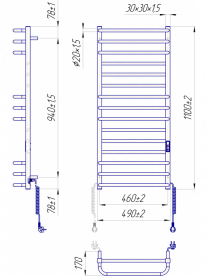 Электрический полотенцесушитель MARIO Премиум Люкс-I 1100х500/170 TR K полированная сталь 4820111356829