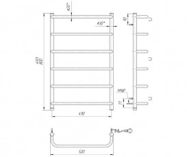 Електричний полотенцесушитель Mario Стандарт HP-I 800х530 мм 4820111353972