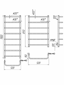 Електричний полотенцесушитель Mario Стандарт HP-I 1090х530 мм 4820111353989