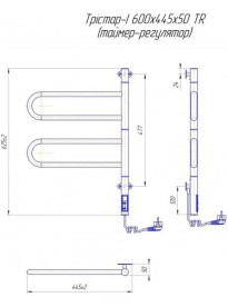 Электрический полотенцесушитель Mario Тристар-I 600х445 TR таймер-регулятор черный мат 4820258983032