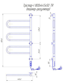 Электрический полотенцесушитель Mario Тристар-I 800х445 TR таймер-регулятор черный мат 4820258980581