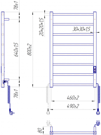 Електрична рушникосушарка Mario Токіо-I 800x500/80 TR К чорний мат 4820111357338