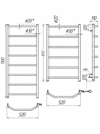 Электрический полотенцесушитель Mario Трапеция HP-I 1090х530 мм 4820111354016