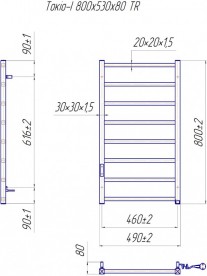 Электрический полотенцесушитель Mario Токио-І TR 800х500/80 правое подключение 4820111355686