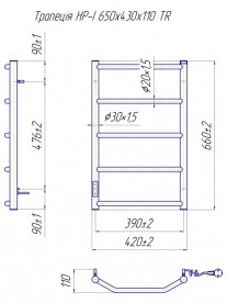 Электрический полотенцесушитель Mario Трапеция HP-I TR 650x430/110 правое подключение 4820111355501