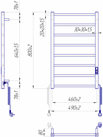 Электрический полотенцесушитель MARIO Токио-I 800x500/80 TR K полированная сталь 4820111356720