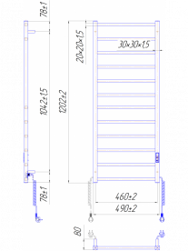 Электрический полотенцесушитель MARIO Токио-I 1200x500/80 TR K полированная сталь 4820111356744