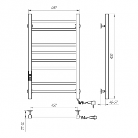 Электрический полотенцесушитель Navin Авангард 480х800 правый Digital с таймером окрашенная сталь черный 12-228052-4880