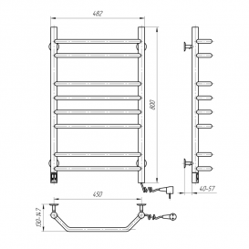 Рушникосушарка електрична Navin Блюз 480х800 права сенсор із таймером пофарбована сталь білий 12-006033-4880