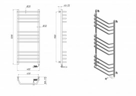Электрический полотенцесушитель Navin Блюз правый 480х1200 с терморегулятором нержавеющая сталь 10-006021-4812