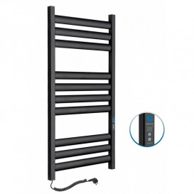 Электрический полотенцесушитель Navin Ellipse 500х1000 Digital левый окрашенная сталь черный муар 12-245152-5010