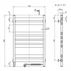 Электрический полотенцесушитель NAVIN Ellipse 500х800 Sensor подключение слева хром 10-045153-5080