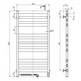 Электрический полотенцесушитель NAVIN Ellipse 500х1000 Sensor подключение слева хром 10-045153-5010
