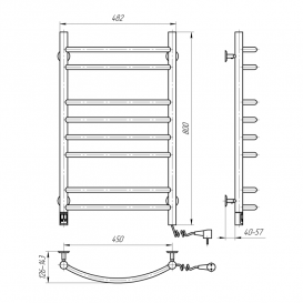 Электрический полотенцесушитель Navin Камелия 480х800 правый сенсор с таймером окрашенная сталь черный муар 12-207033-4880