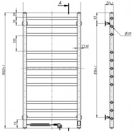 Электрический полотенцесушитель NAVIN Класcик Квадро 500х1000 Sensor подключение слева таймер хром 10-016153-5010