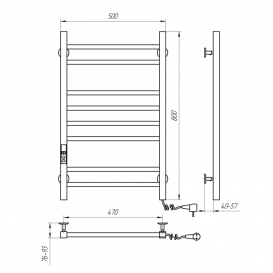 Электрический полотенцесушитель Navin Loft 500х800 Digital правый окрашенная сталь белый 12-143052-5080