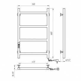 Электрический полотенцесушитель Navin Nordic 500х800 Digital правый нержавеющая сталь хром 10-041052-5080