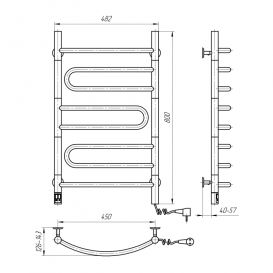 Рушникосушарка електрична Navin Пірует 480х800 правий поворотний сенсор з таймером нержавіюча сталь хром 10-021033-4880