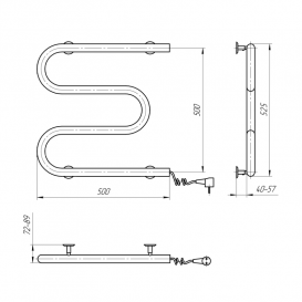 Электрический полотенцесушитель Navin Змеевик 500x500 мм левый 10-000100-5050