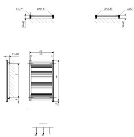 Электрический полотенцесушитель Terma Fiona One 90x43 см левое подключение E1 черный матовый WWFIE090043K9M5E1P