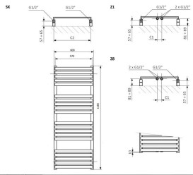 Электрический полотенцесушитель Terma Quadrus Slim One 118,5х60 см правое подключение E8 черный матовый WWQSN118060K9M5E8P
