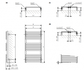 Електрична рушникосушка Terma Quadrus Slim 870х450 мм сталь сірий WLQUS087045/S95/ONE