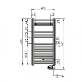 Электрический полотенцесушитель Zehnder Aura 786x400 мм 300 Вт скрытое подключение белый PBEZ-080-40-MQ-HID
