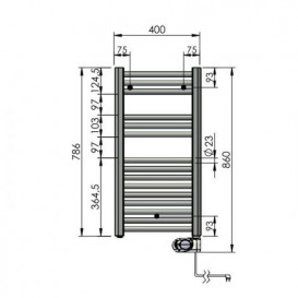 Електричний полотенцесушитель Zehnder Aura 786 х 400 мм 300W з програмованим теном чорний матовий с/п PBEBZ-080-40-MQ-SC