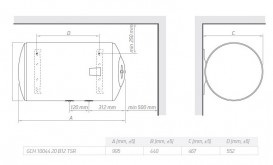 Электрический водонагреватель Tesy BiLight 100 л горизонтальный белый GCH(L) 10044 20 B12 TSR