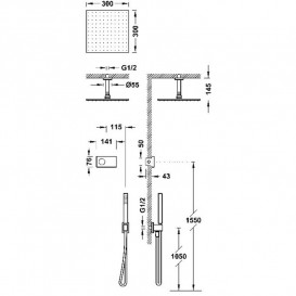 Электронная душевая система скрытого монтажа Tres Shower Technology с термостатом матовое розовое золото 09286564OPM