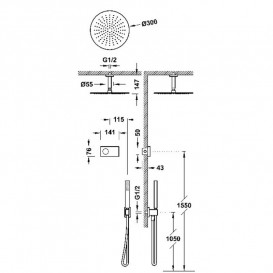 Електронна душова система прихованого монтажу Tres Shower Technology із термостатом матове золото 09286567OM