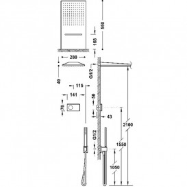 Электронная душевая система скрытого монтажа Tres Shower Technology с термостатом матовое розовое золото 09286308OPM