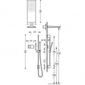 Електронна душова система прихованого монтажу Tres Shower Technology з термостатом хром/білий 09286580