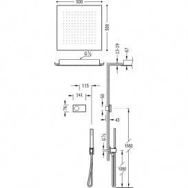Електронна душова система прихованого монтажу Tres Shower Technology з термостатом хром/білий 09286561