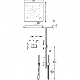 Электронная душевая система скрытого монтажа Tres Shower Technology хромотерапия с термостатом хром/белый 09286562