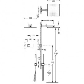 Электронная душевая система скрытого монтажа Tres Shower Technology с термостатом сталь/белый 09286563AC