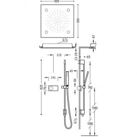Електронна душова система прихованого монтажу Tres Shower Technology хромотерапія з термостатом хром/чорний 09288585