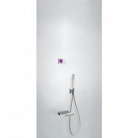 Электронная душевая система скрытого монтажа Tres Shower Technology с термостатом и каскадным изливом хром/белый 09286553